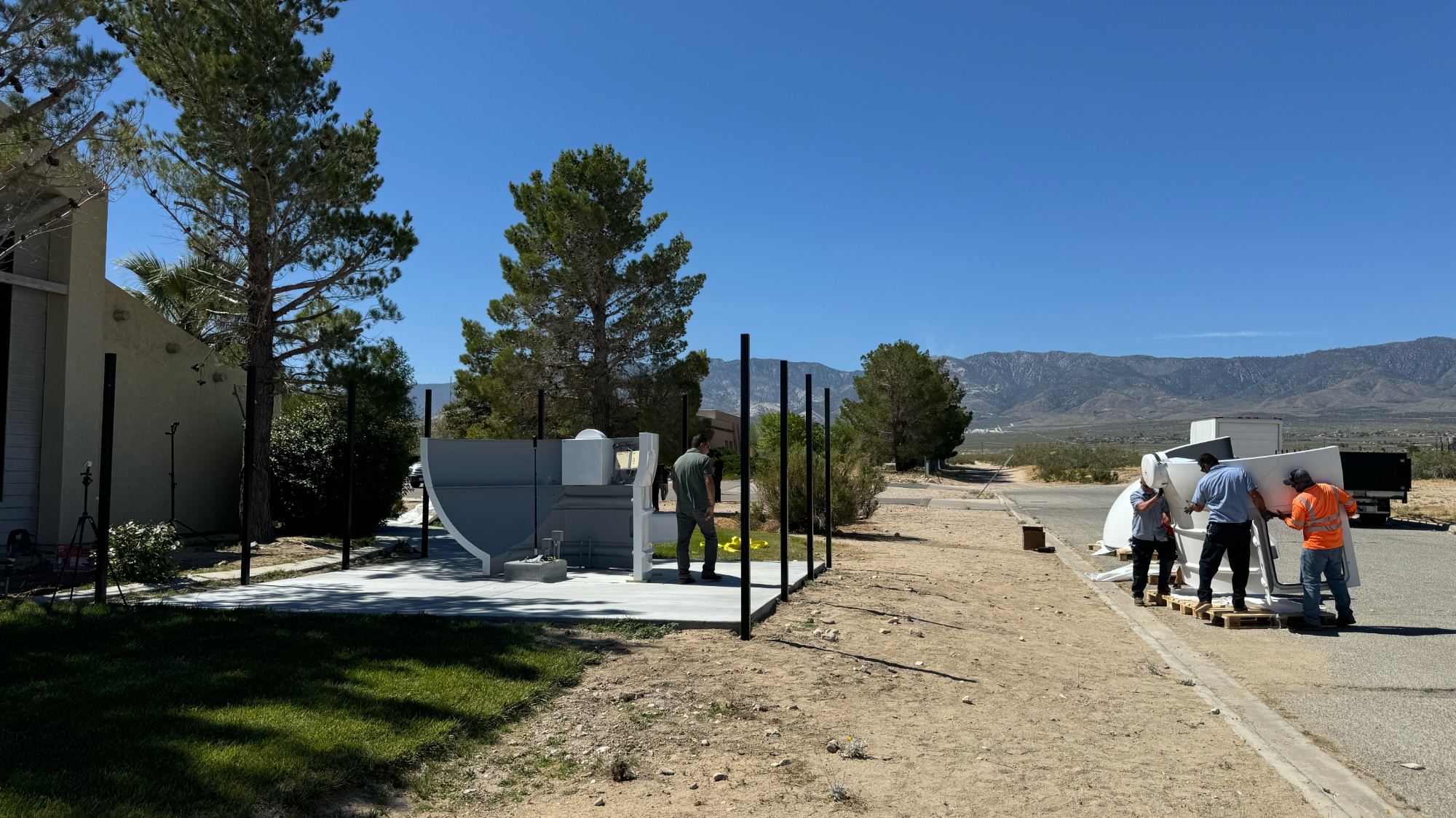 DUAL-COMPACT Observatory Station installed in San Bernardino County: moving the dome on the concrete base