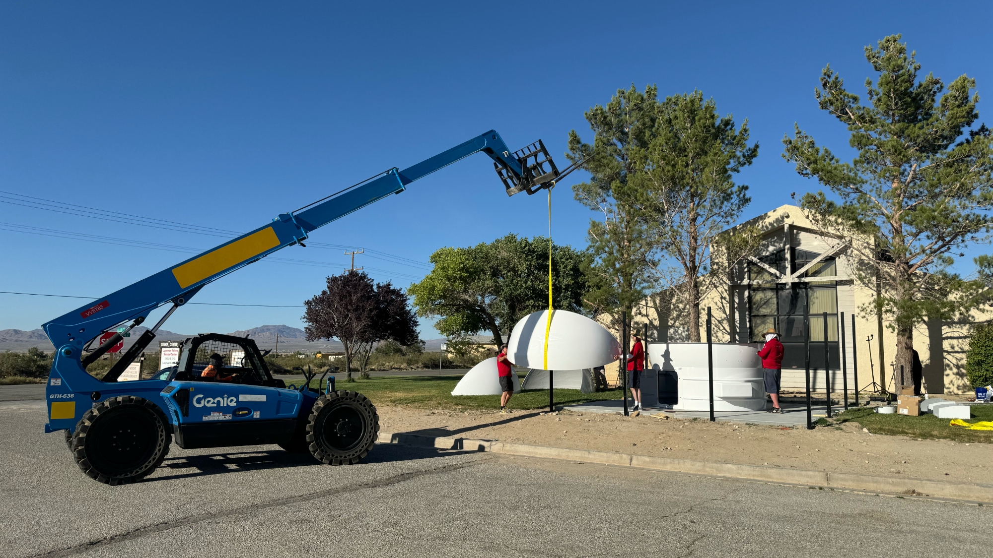 DUAL-COMPACT Observatory Station installed in San Bernardino County: installing the dome shutters