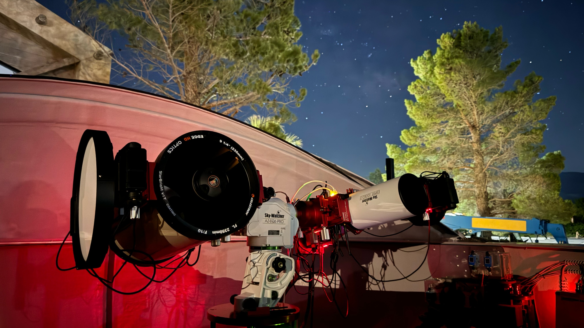 DUAL-COMPACT Observatory Station installed in San Bernardino County: during first light of the telescopes