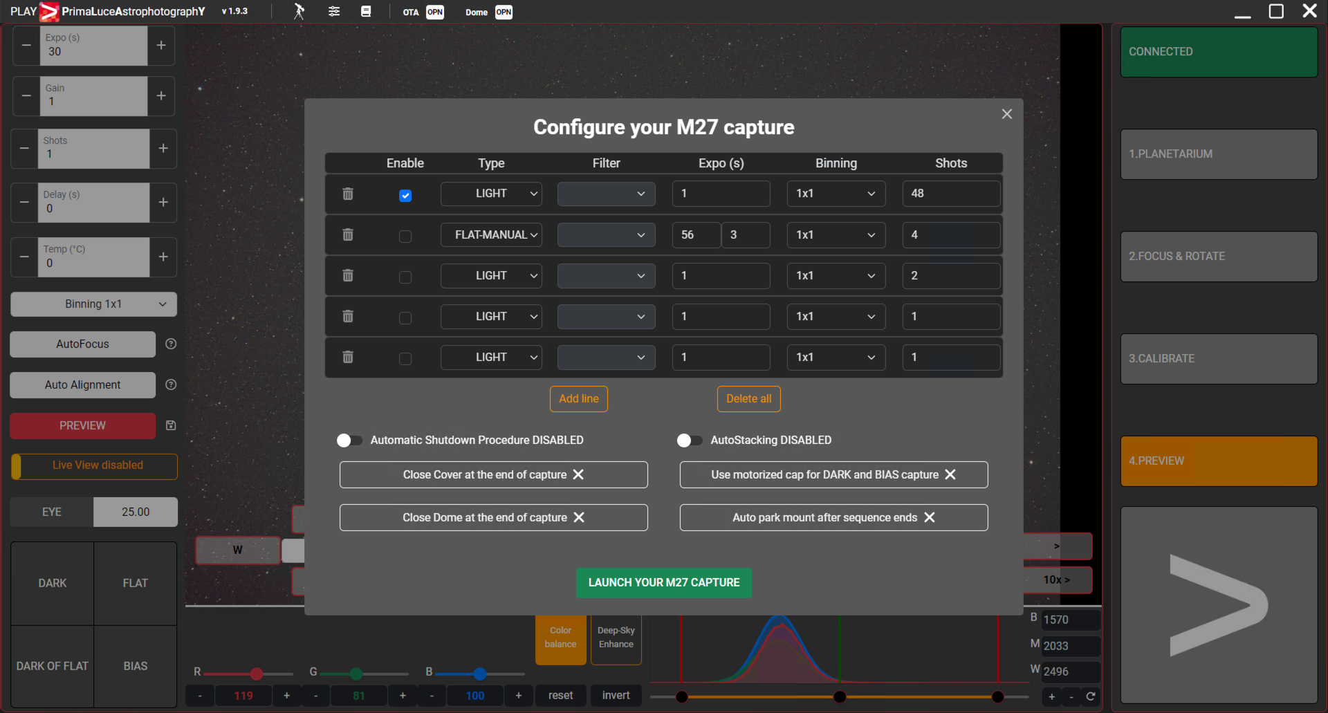 PLAY, how to use SEQUENCER to start an image sequence acquisition