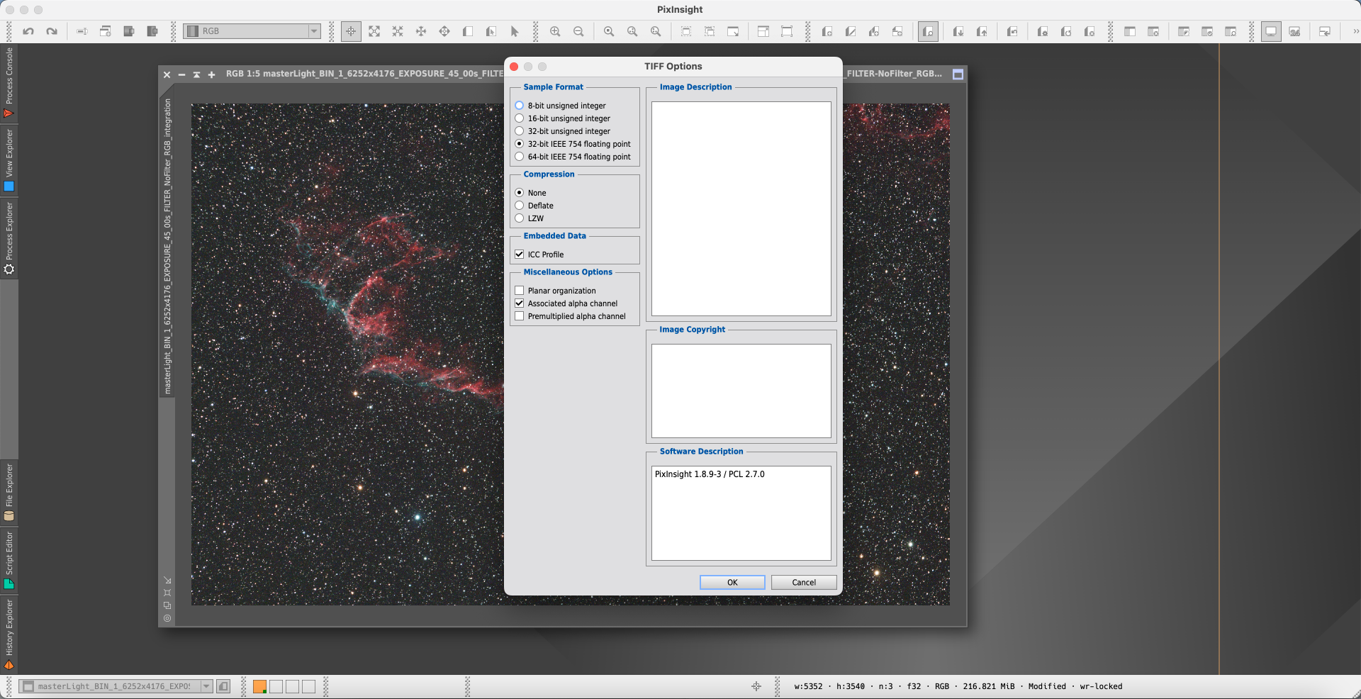 Use PixInsight to process deep-sky images recorded with PLAY