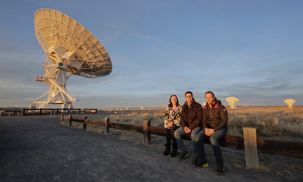 Filippo Bradaschia and Omar Cauz (PrimaLuceLab) with Farah Payan (Woodland Hills Camera & Telescope) during visit to the Very Large Array