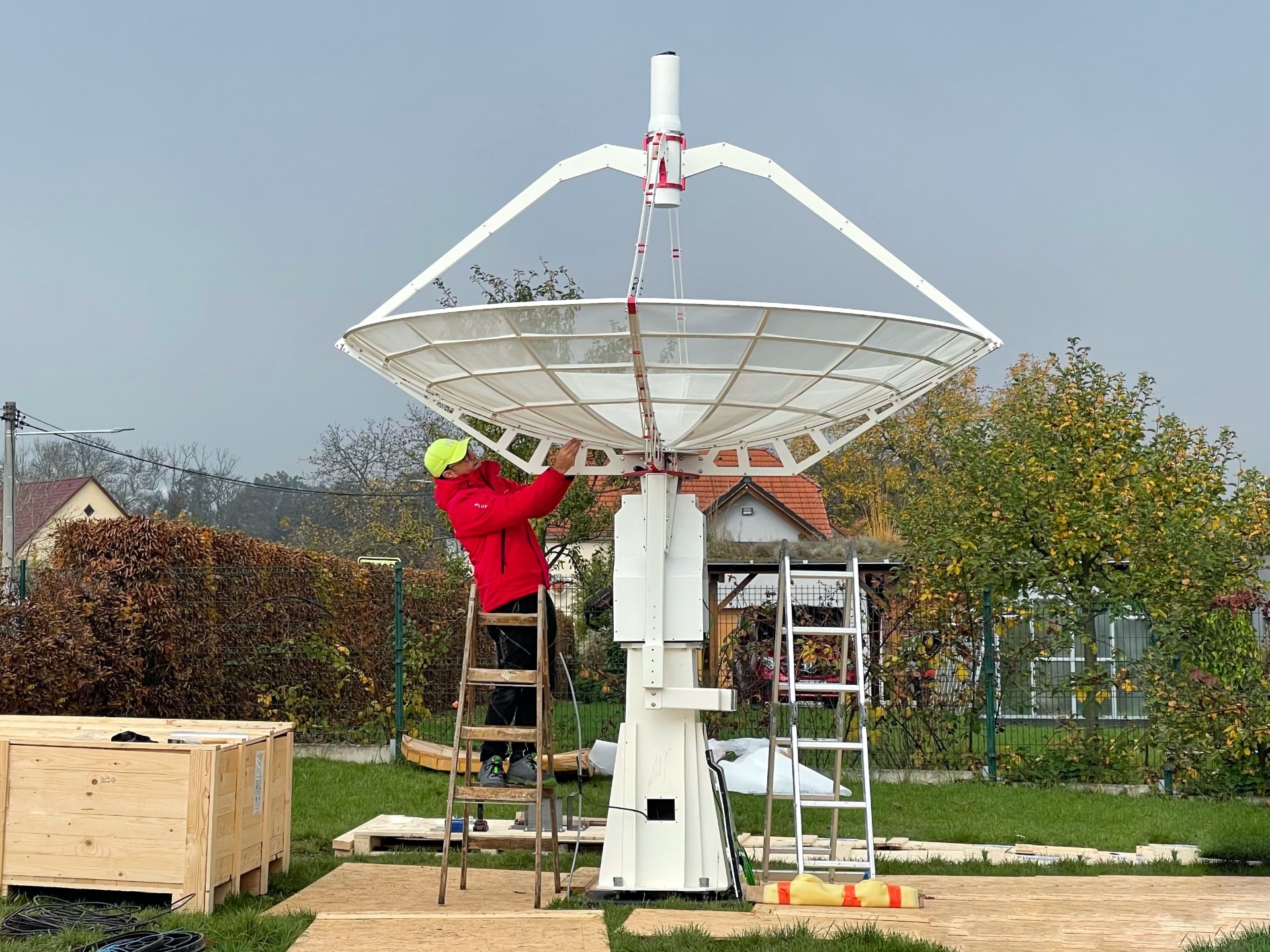 SPIDER 300A radio telescope for radio astronomy installed near Prague in Czech Republic