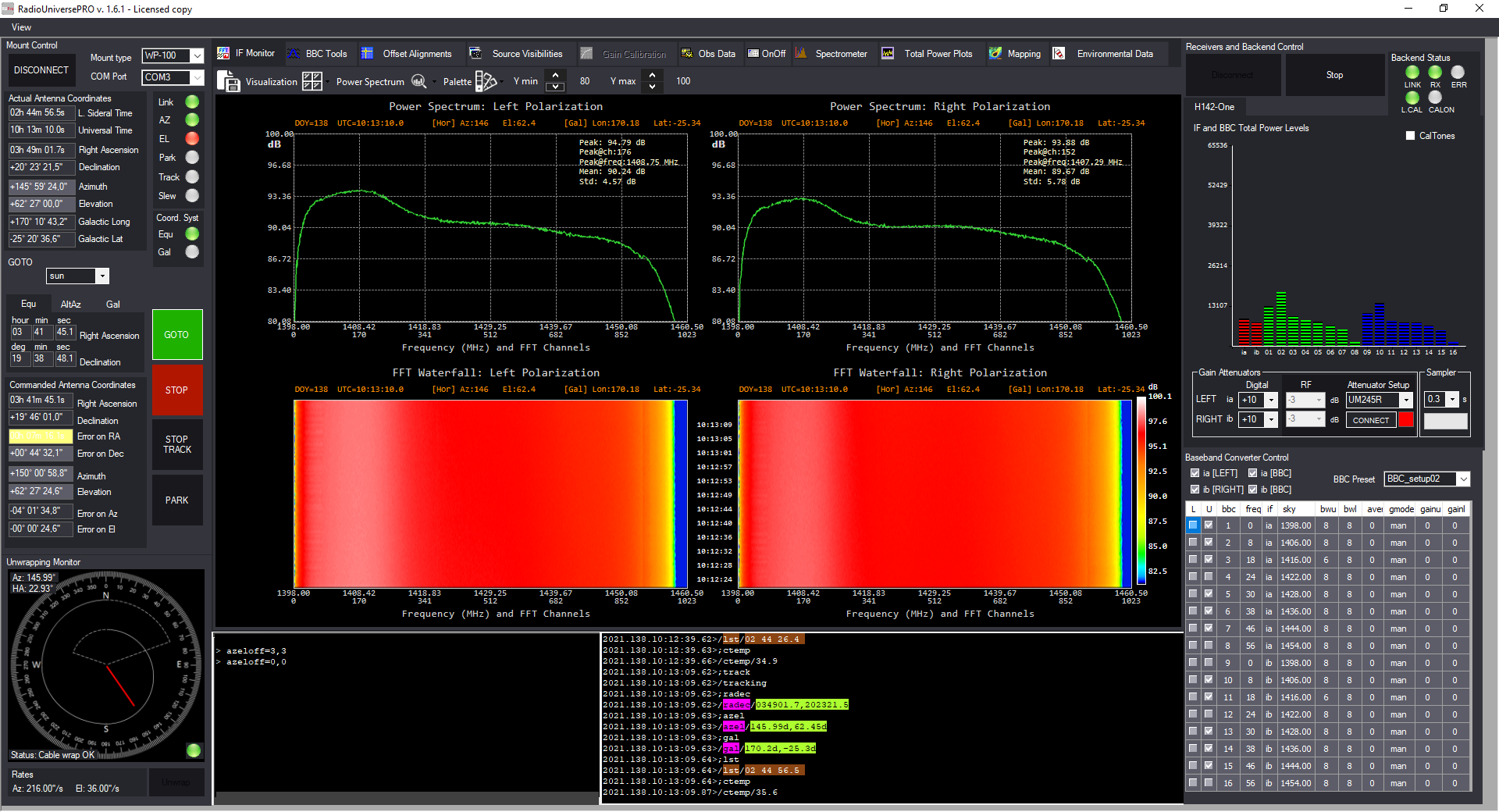 Solar radio emission with SPIDER radio telescope: RadioUniversePRO software and IF Monitor