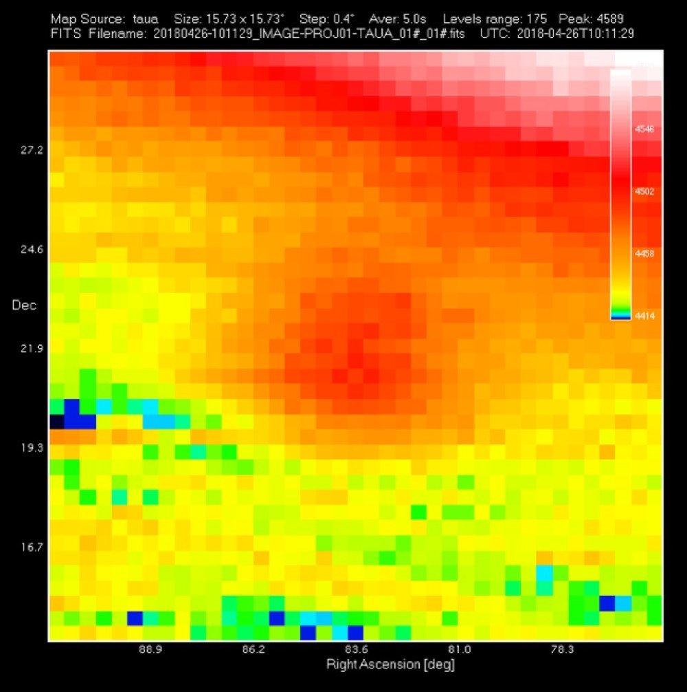 Taurus A radio map recorded with SPIDER radio telescope