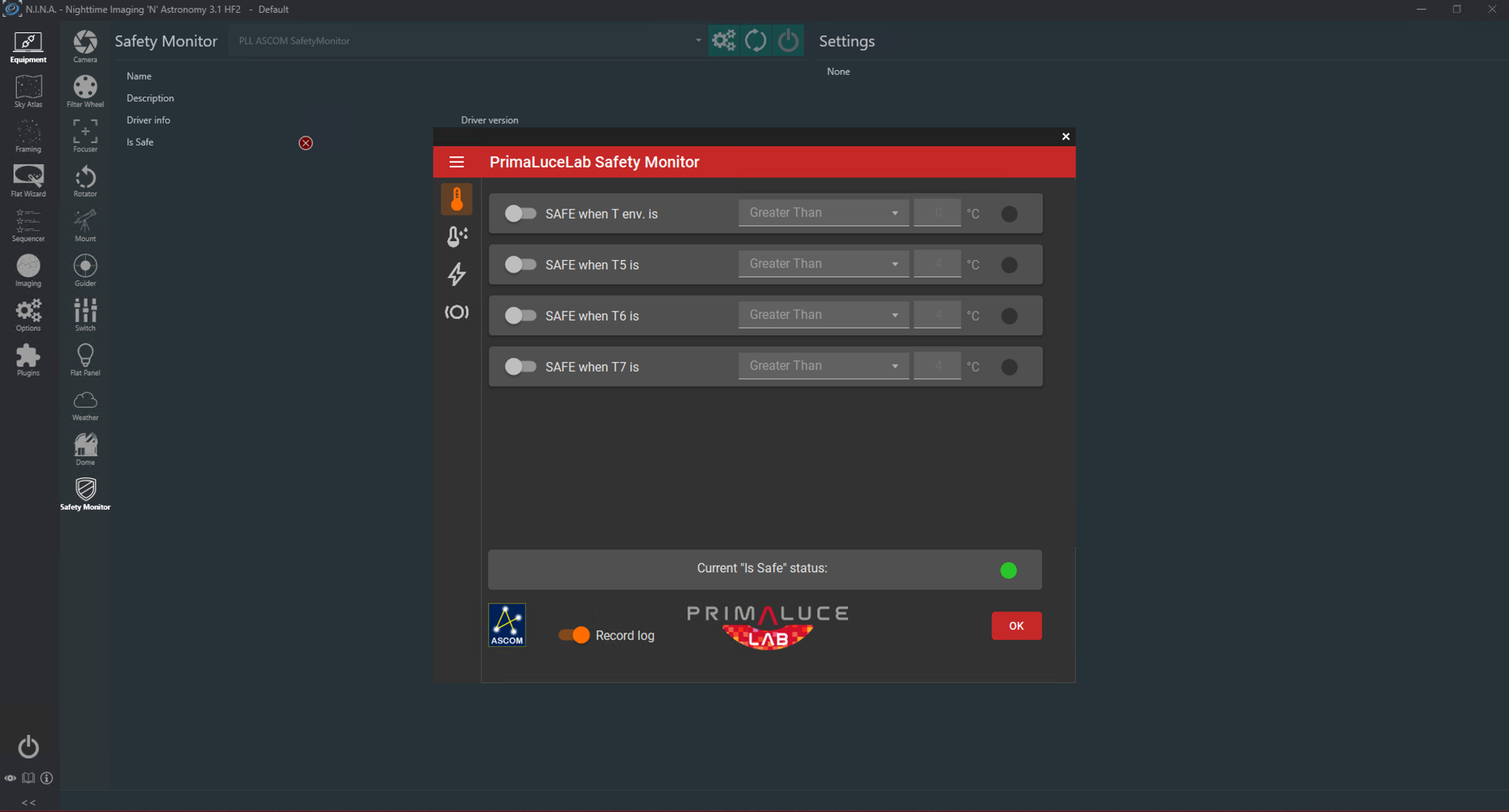 Enhancing telescope safety with the PLL ASCOM SafetyMonitor driver