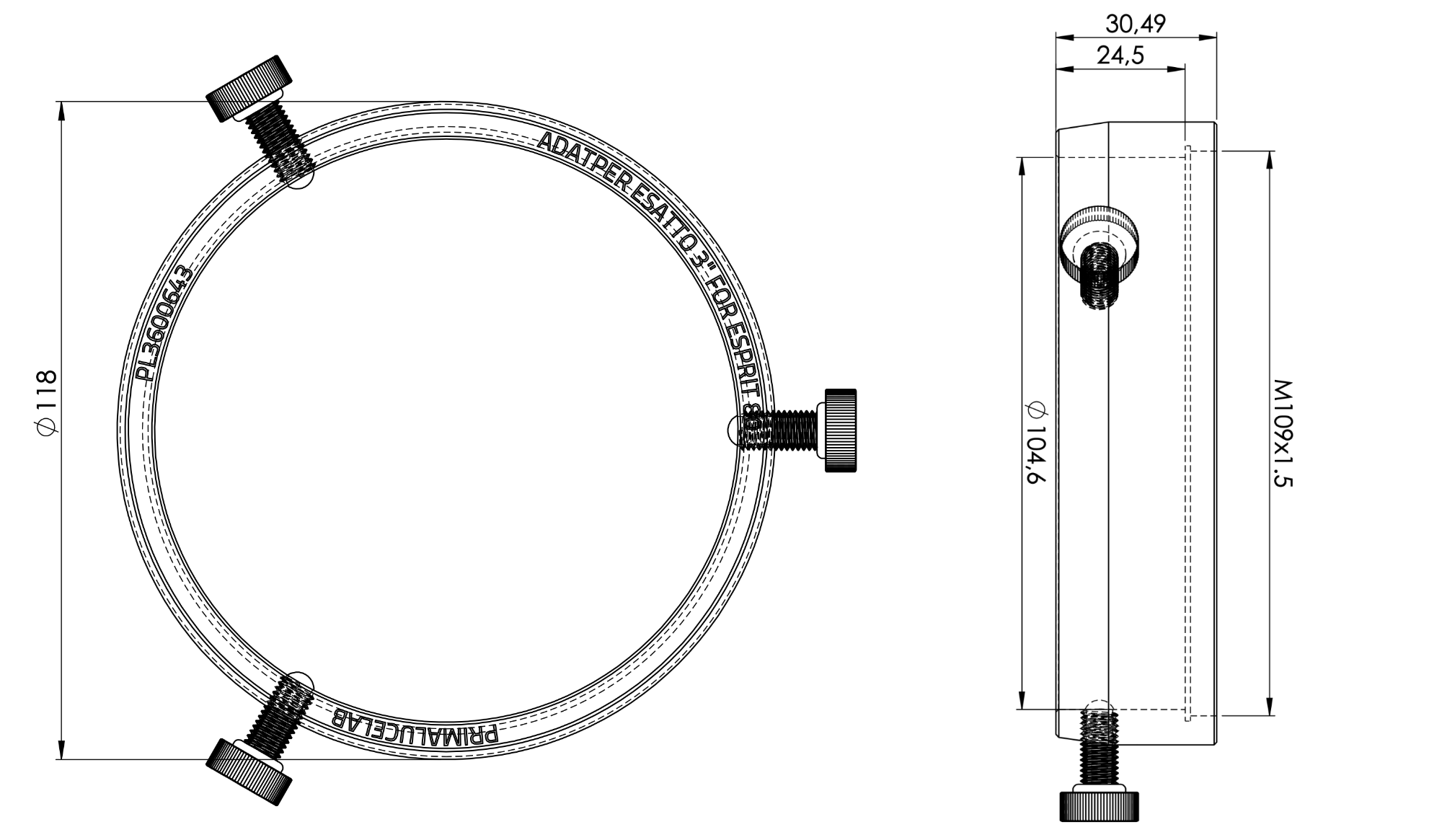 Adapter ESATTO 3 for Skywatcher ESPRIT 80 ED