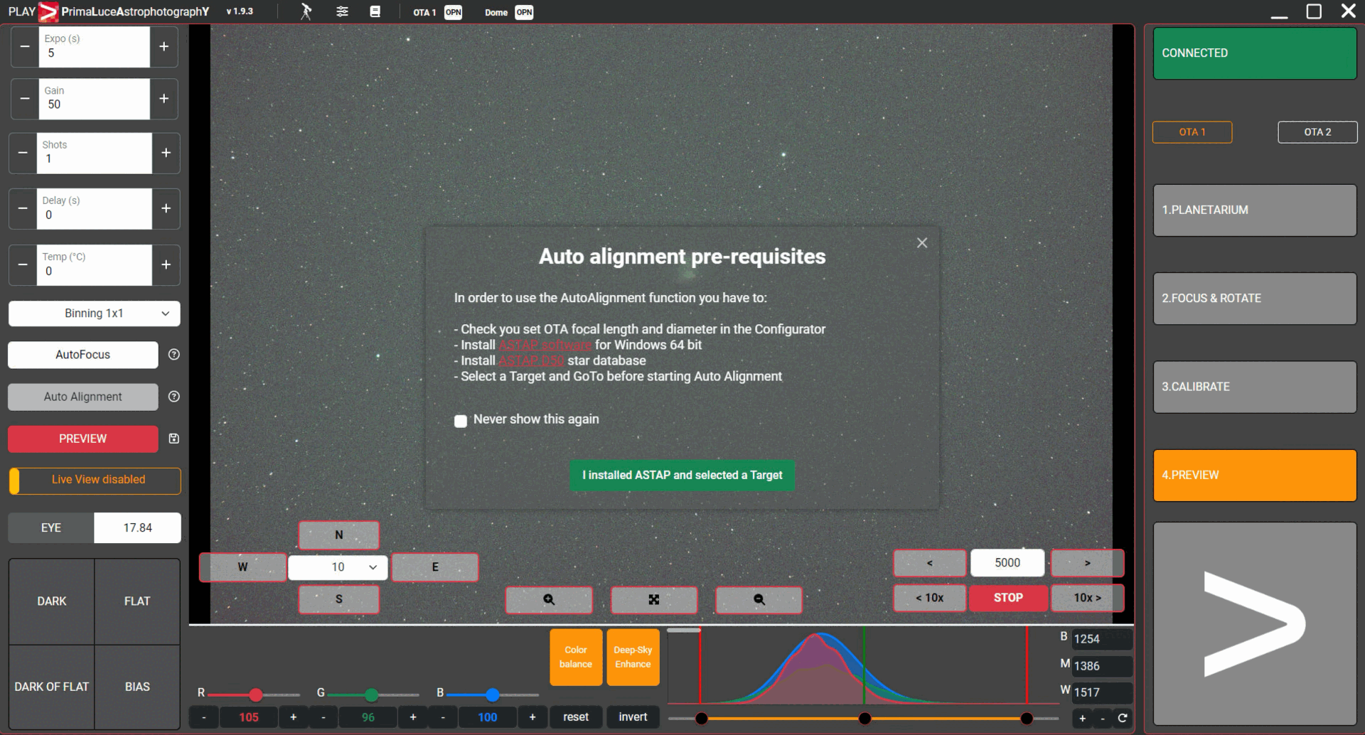 PLAY - Prima Luce AstrophotographY software: Auto Alignment