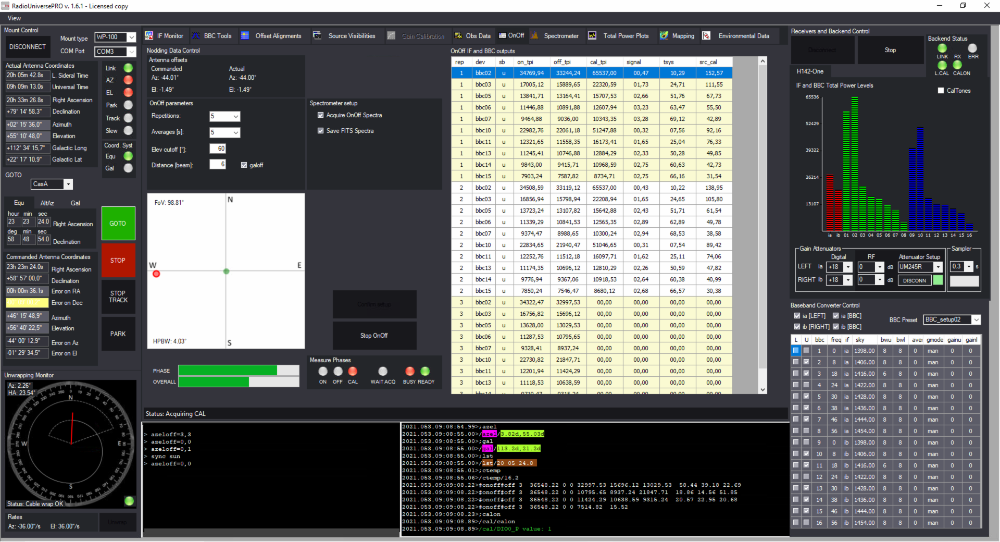 RadioUniversePRO radio astronomy software for SPIDER radio telescopes: OnOff